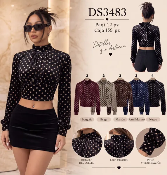 Blusa crop top de lunares