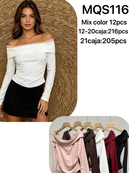 Blusa con hombros descubiertos y detalle de encaje