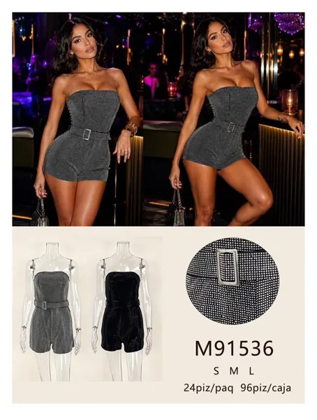 Romper strapless con cinturón