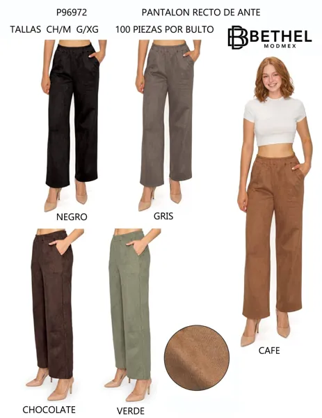 Pantalón recto de ante