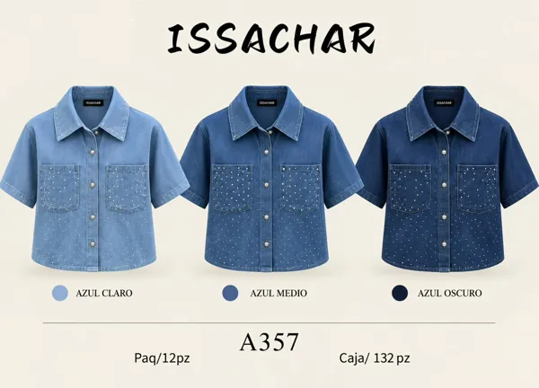 Camisa de mezclilla con pedrería