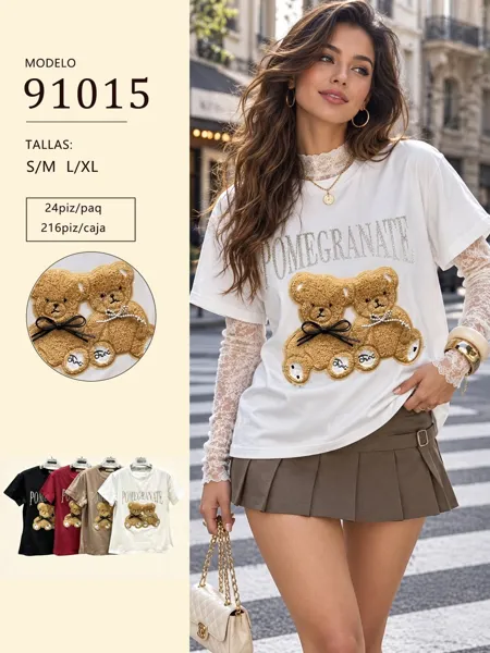 Playera con aplicación de osos