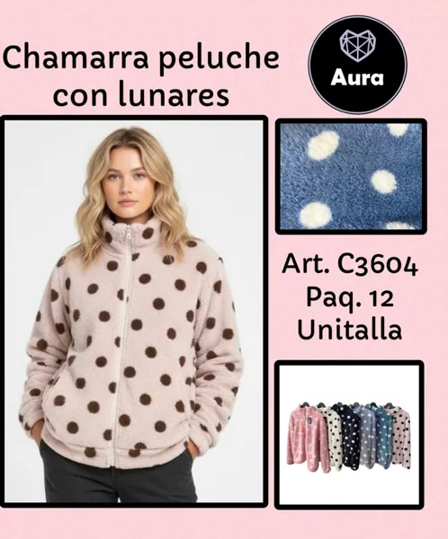 Chamarra peluche con lunares