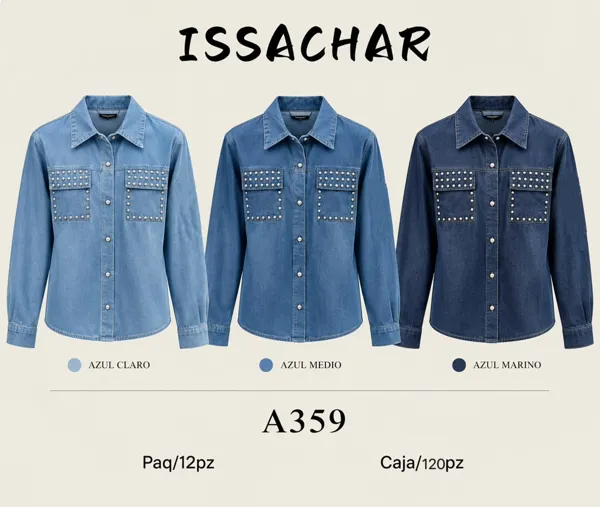 Camisa de mezclilla con estoperoles