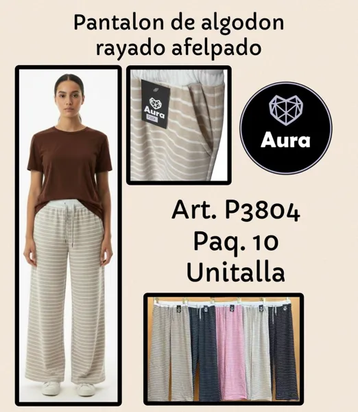 Pantalón de algodón rayado afelpado