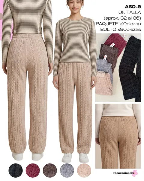 Pantalón tejido de punto trenzado