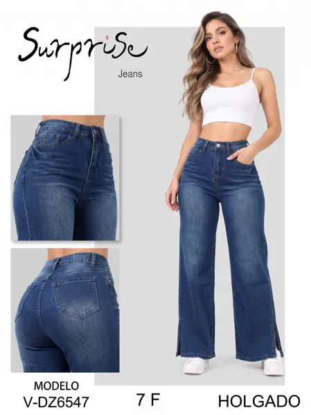 Jeans anchos de mezclilla azul