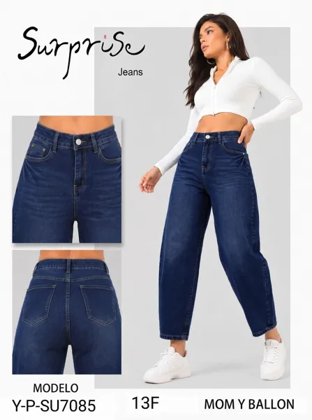 Jeans mom globo de mezclilla