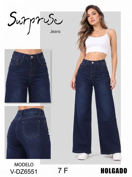 Jeans anchos azul oscuro