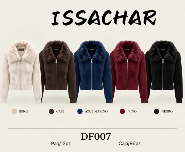 Chaqueta de punto con cuello de peluche
