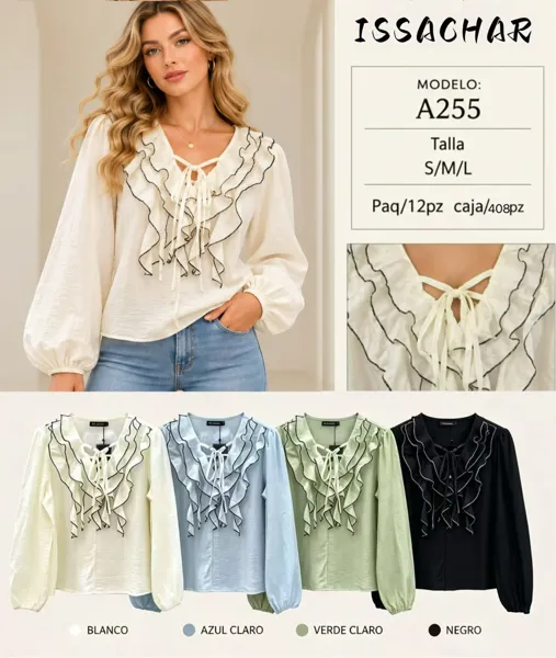 Blusa con volantes y lazo