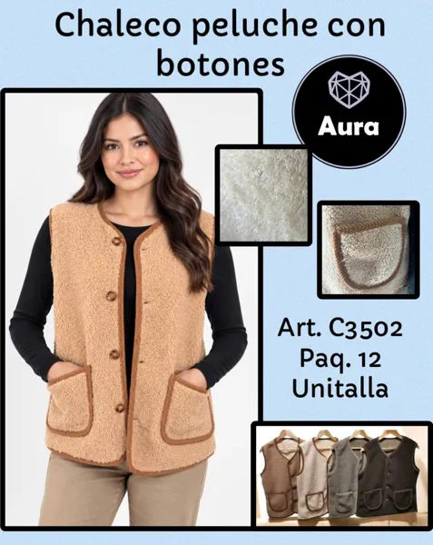 Chaleco peluche con botones