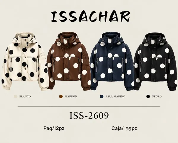 Chaqueta acolchada con estampado de lunares