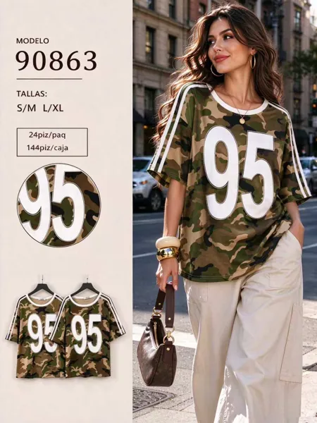Playera oversize camuflaje número 95