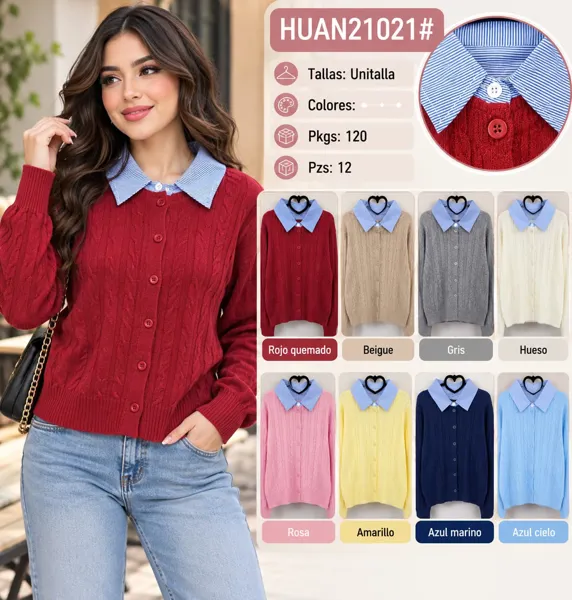 Cárdigan con cuello camisero
