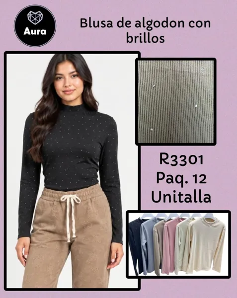 Blusa de algodon con brillos