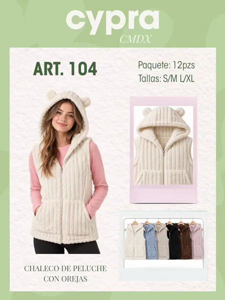 Chaleco de peluche con orejas