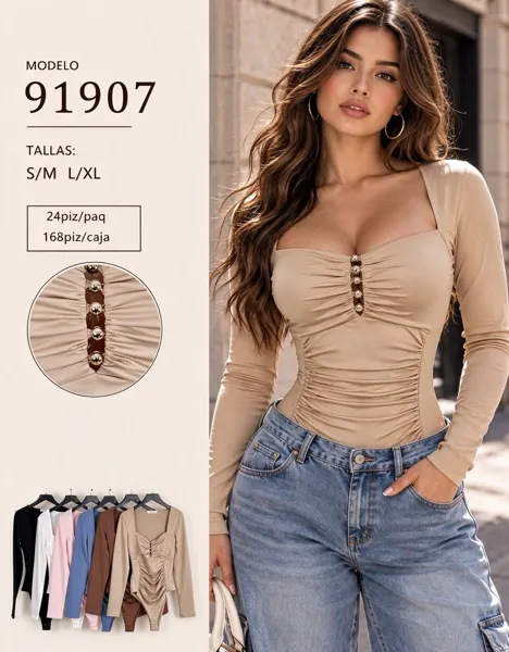 Body de manga larga con botones