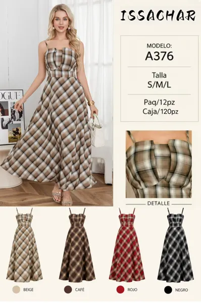 Vestido midi a cuadros