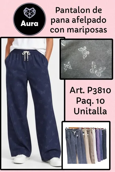 Pantalon de pana afelpado con mariposas