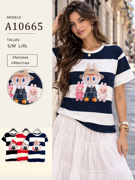 Playera rayas estampado muñeco
