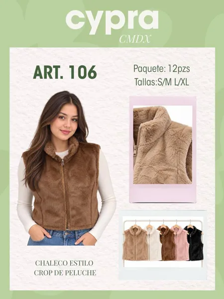 Chaleco estilo crop de peluche