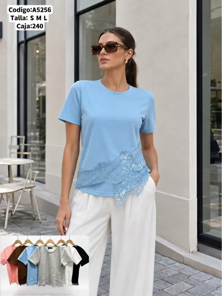 Camiseta con detalle de encaje