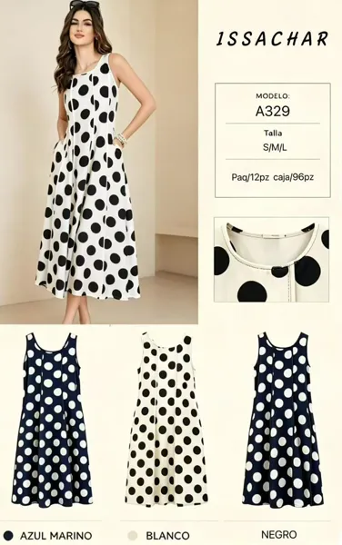Vestido midi de lunares sin mangas