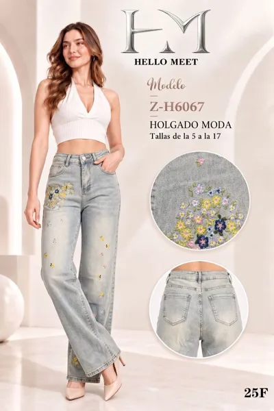 Pantalón de mezclilla bordado