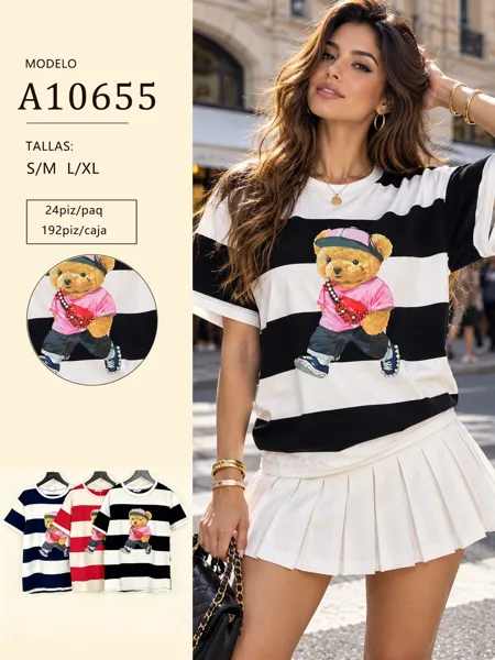 Playera con estampado de oso