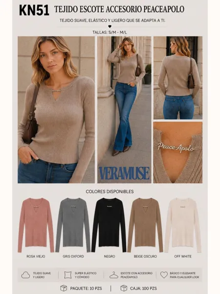 Suéter con escote y accesorio