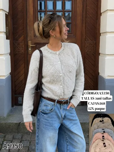 Cárdigan de punto con perlas