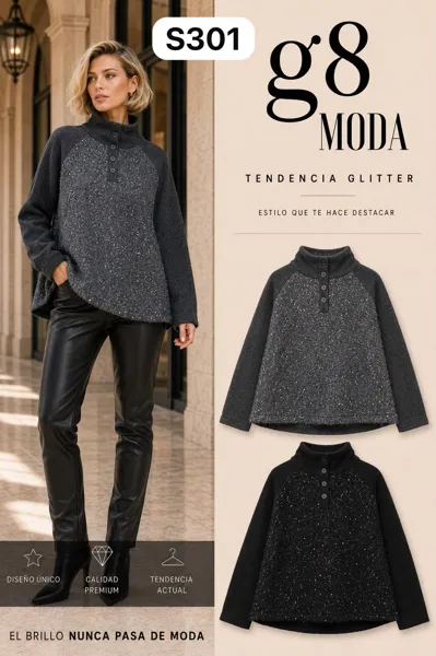 Sudadera con cuello alto y botones