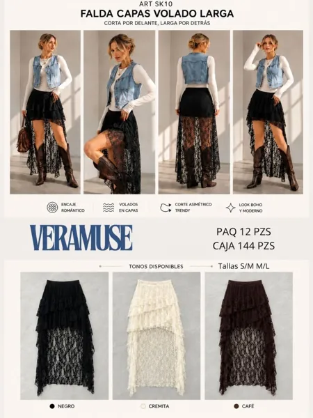 Falda capas volado larga
