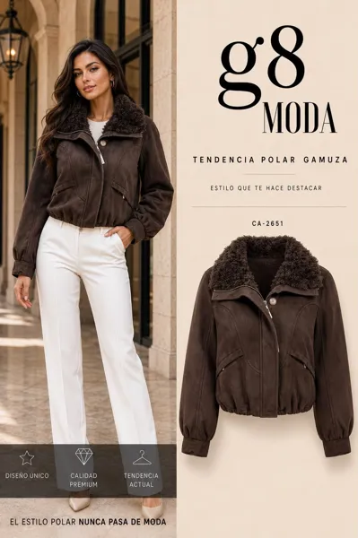 Chaqueta de gamuza con cuello de borrego