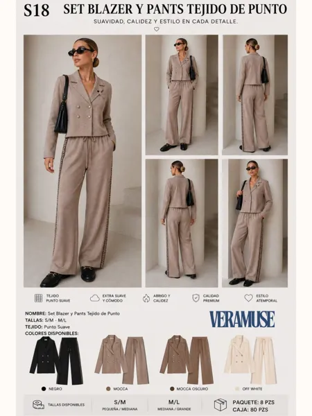 Set Blazer y Pants Tejido de Punto
