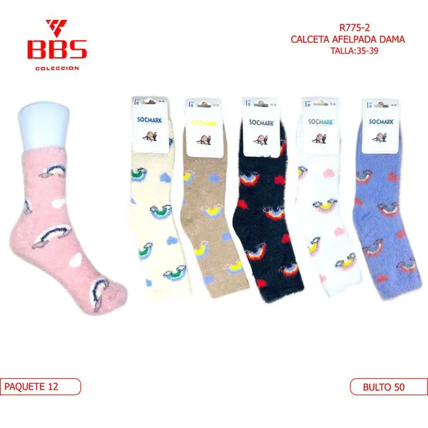 Calcetines afelpados con estampado para dama