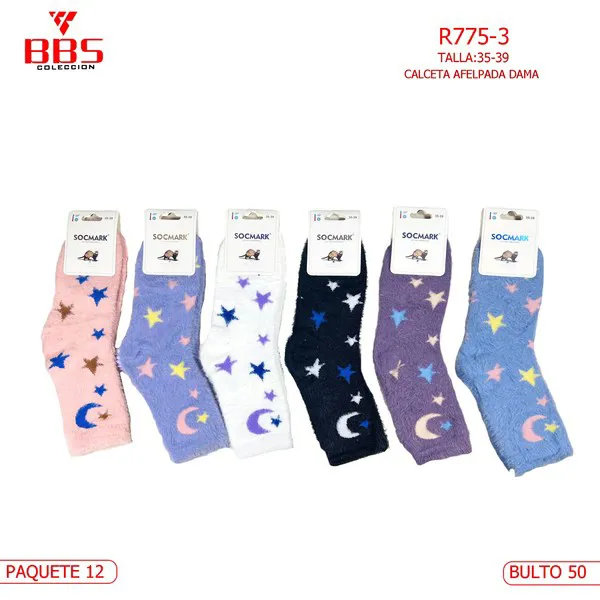 Calcetines afelpados con estampado de estrellas para dama