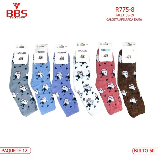Calcetines afelpados con estampado para dama