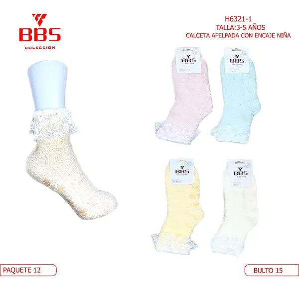 Calcetines afelpados con encaje para niña