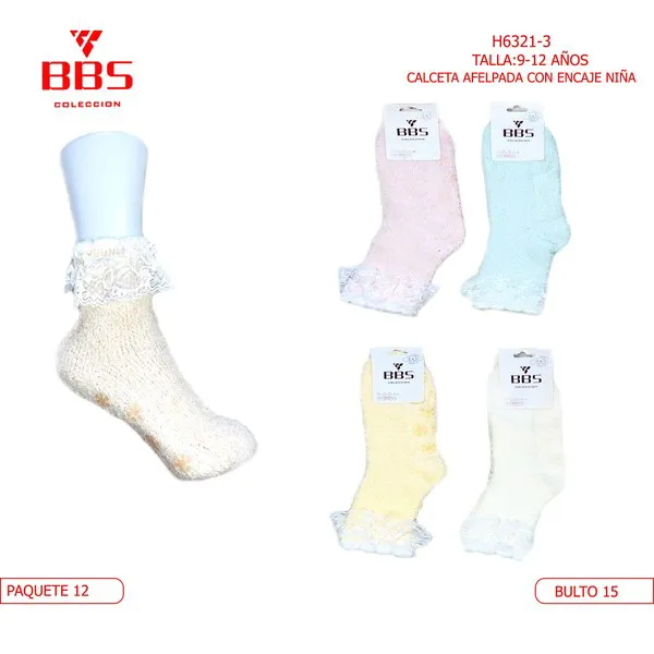 Calcetines afelpados con encaje para niña