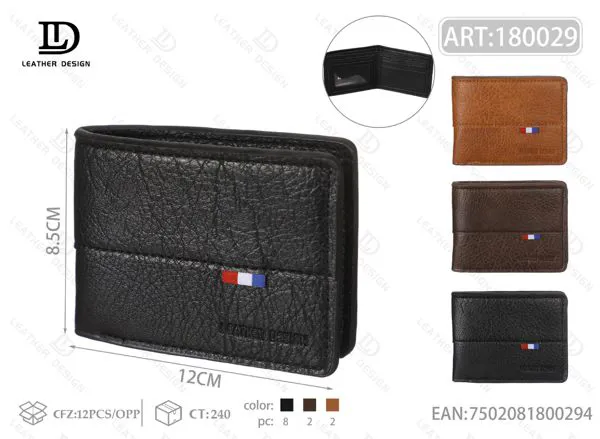 Cartera de Hombre de Piel Plegable con Textura
