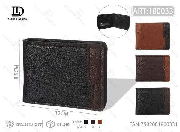 Cartera de Hombre de Piel Bicolor Plegable