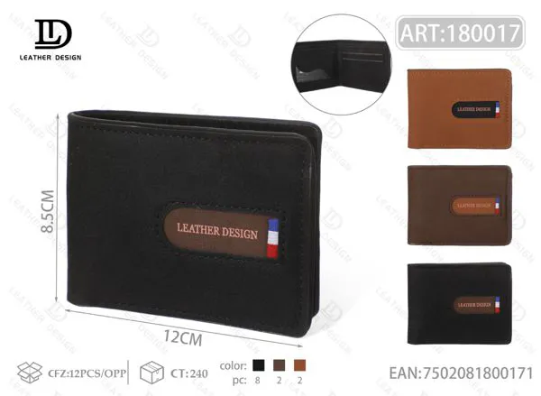 Cartera de Hombre de Gamuza con Placa Grabada