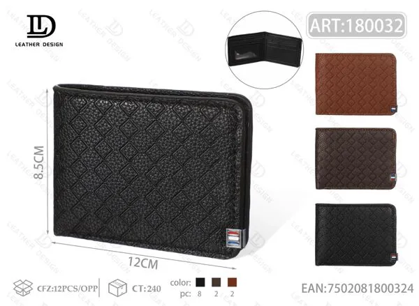 Cartera de Hombre de Piel con Textura Trenzada