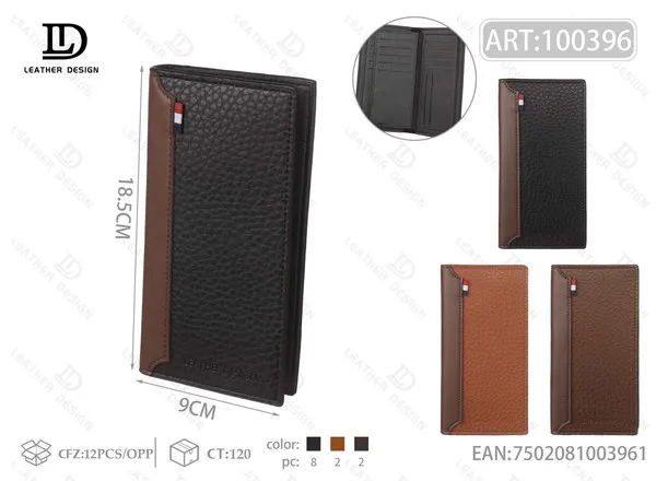Cartera Larga de Hombre de Piel con Textura