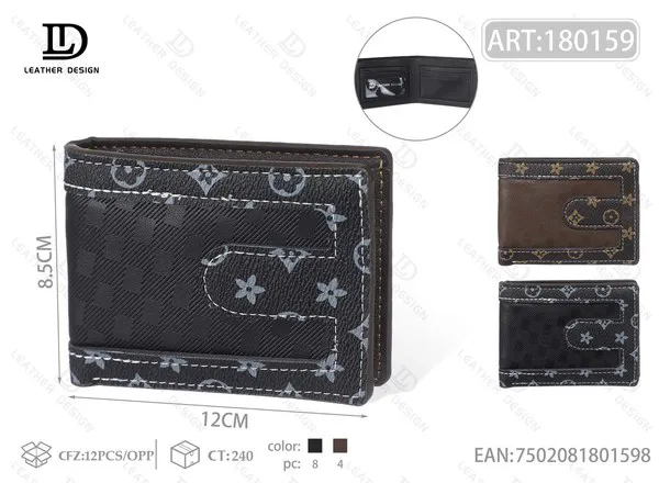 Cartera de Hombre con Estampado Monograma y Textura