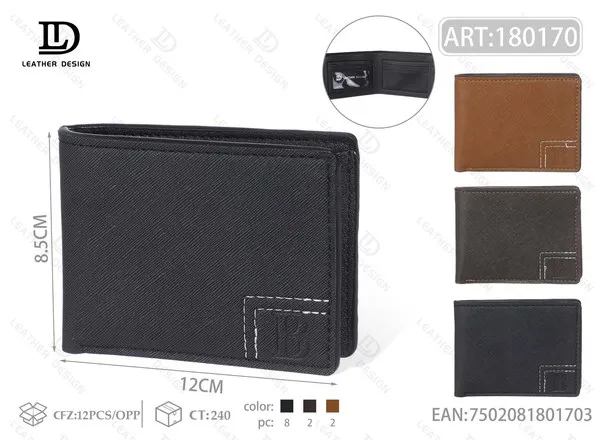 Cartera de Hombre Bifold de Piel Texturizada con Logo