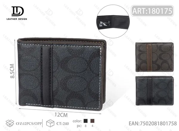 Cartera de Hombre Bifold con Estampado de Circulos y Banda Vertical