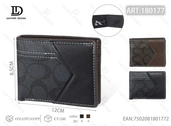 Cartera de Hombre Bifold con Estampado de Circulos y Franja Diagonal